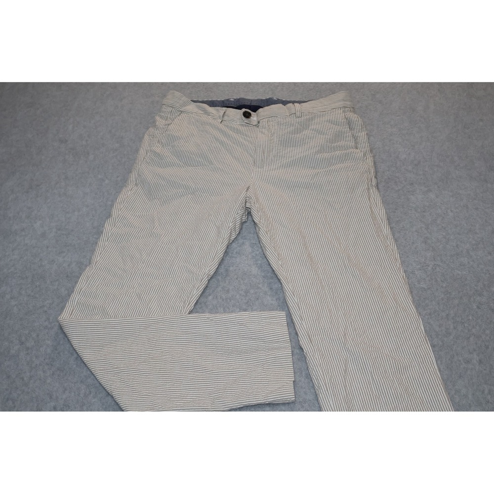 Bonobos Chino Pants Men 31x30 Tan White Seersucker Striped Slim Fit Cotton Blend